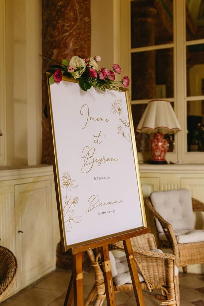 Panneau de bienvenue à un mariage