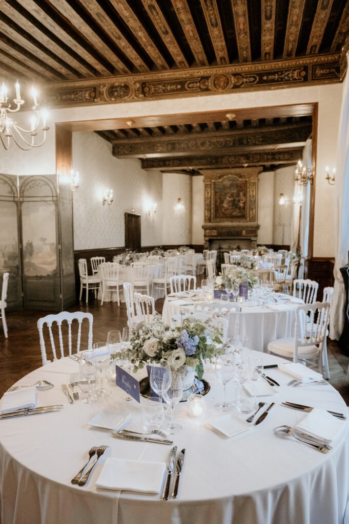 Centre de table pour un mariage au chateau de Lesigny